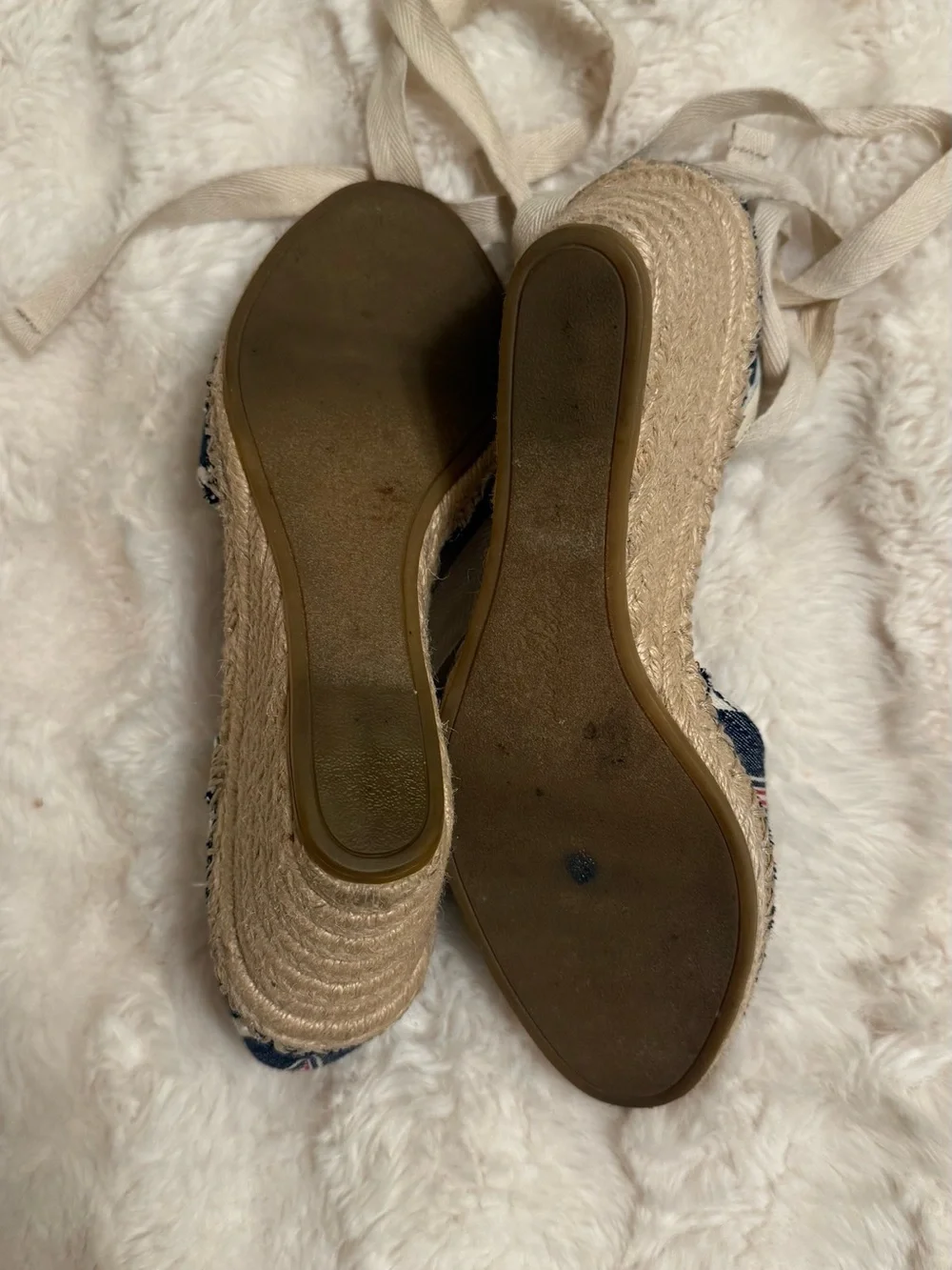 Sam Edelman Patsy Espadrille Lace-Up Wrap around wedge size 8 Fabric & Leather